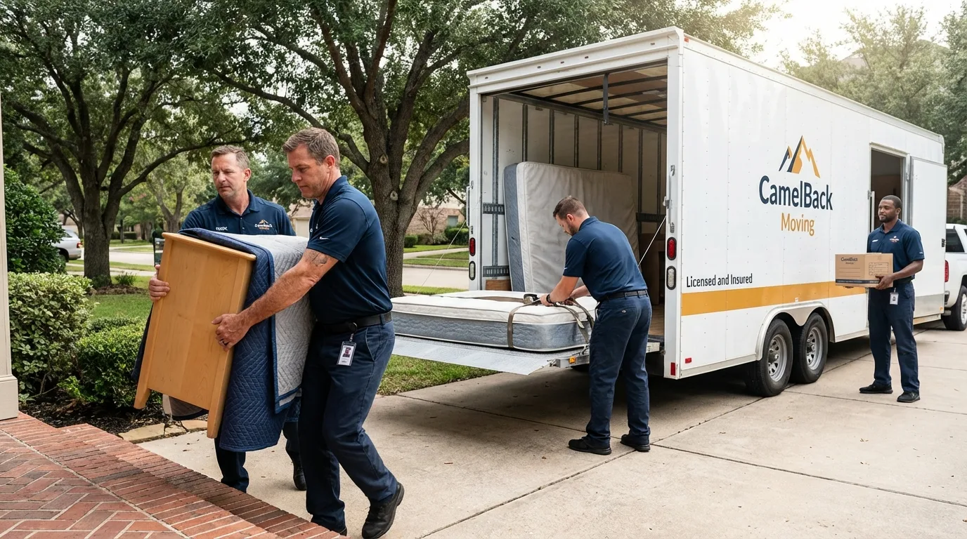 Crew loading residential truck for cross-state move from Orangeburg, NY