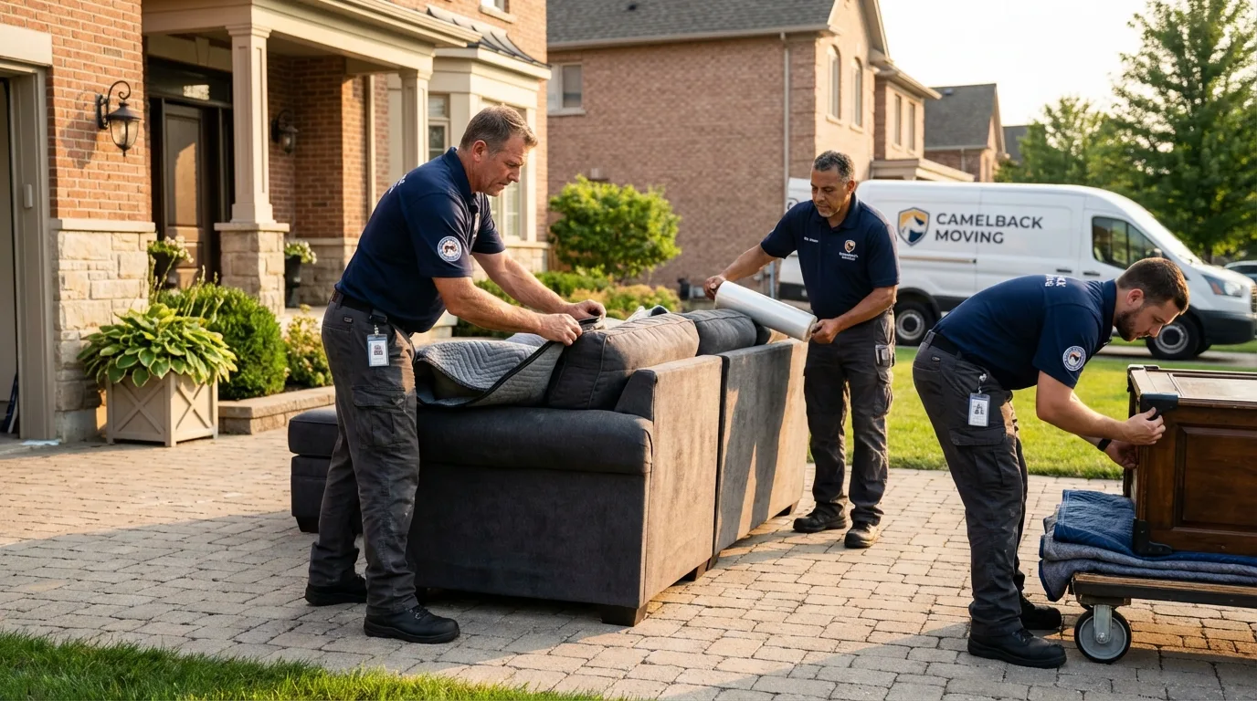 Large estate moving crew wrapping furniture in Orangeburg, NY